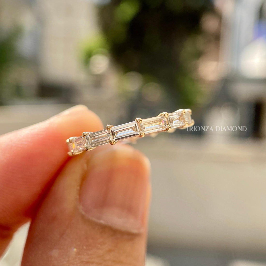 0.50 TCW Baguette Lab Grown Diamond Half Eternity Wedding Band