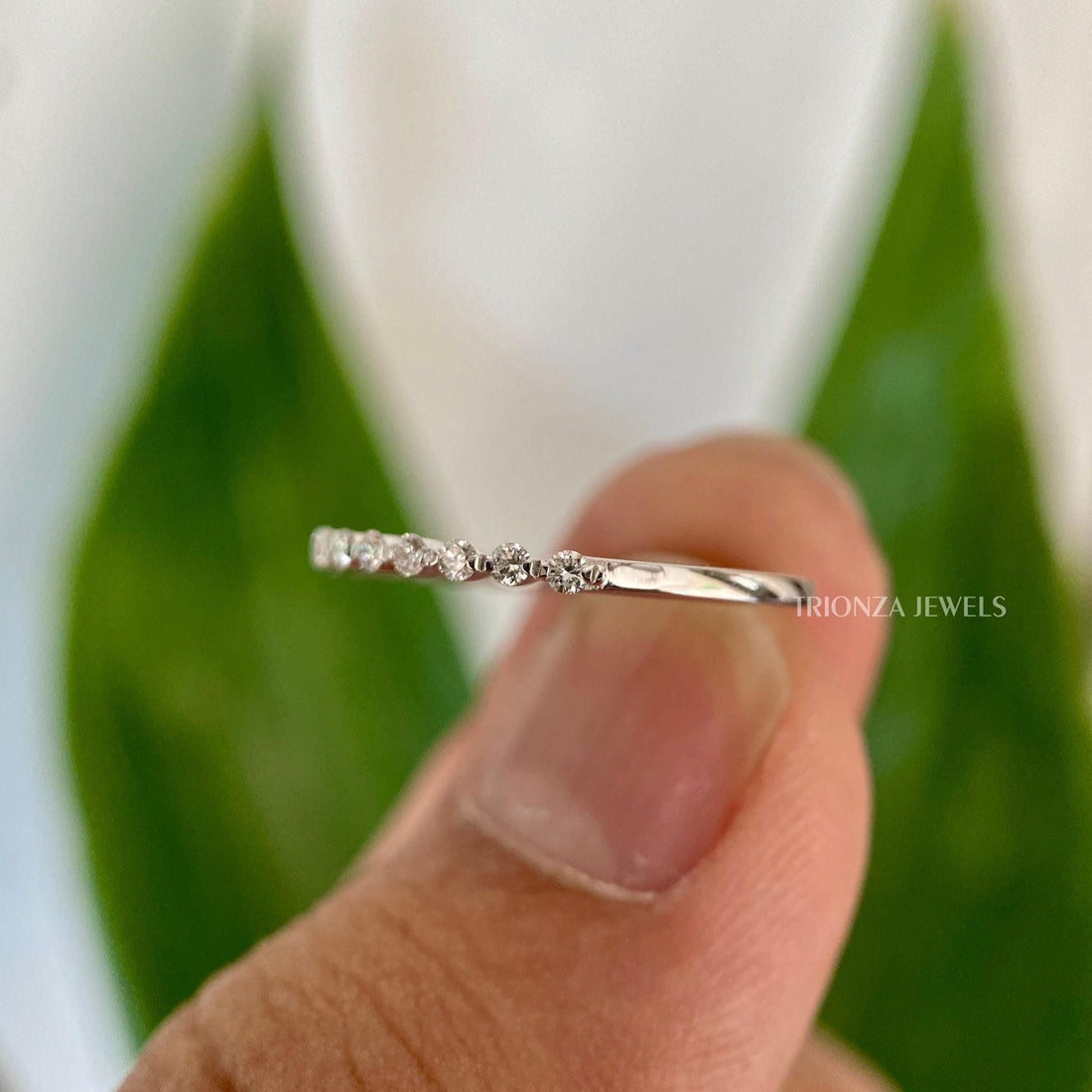 1.50mm Moissanite Half Eternity Wedding Band - Bubble Prong