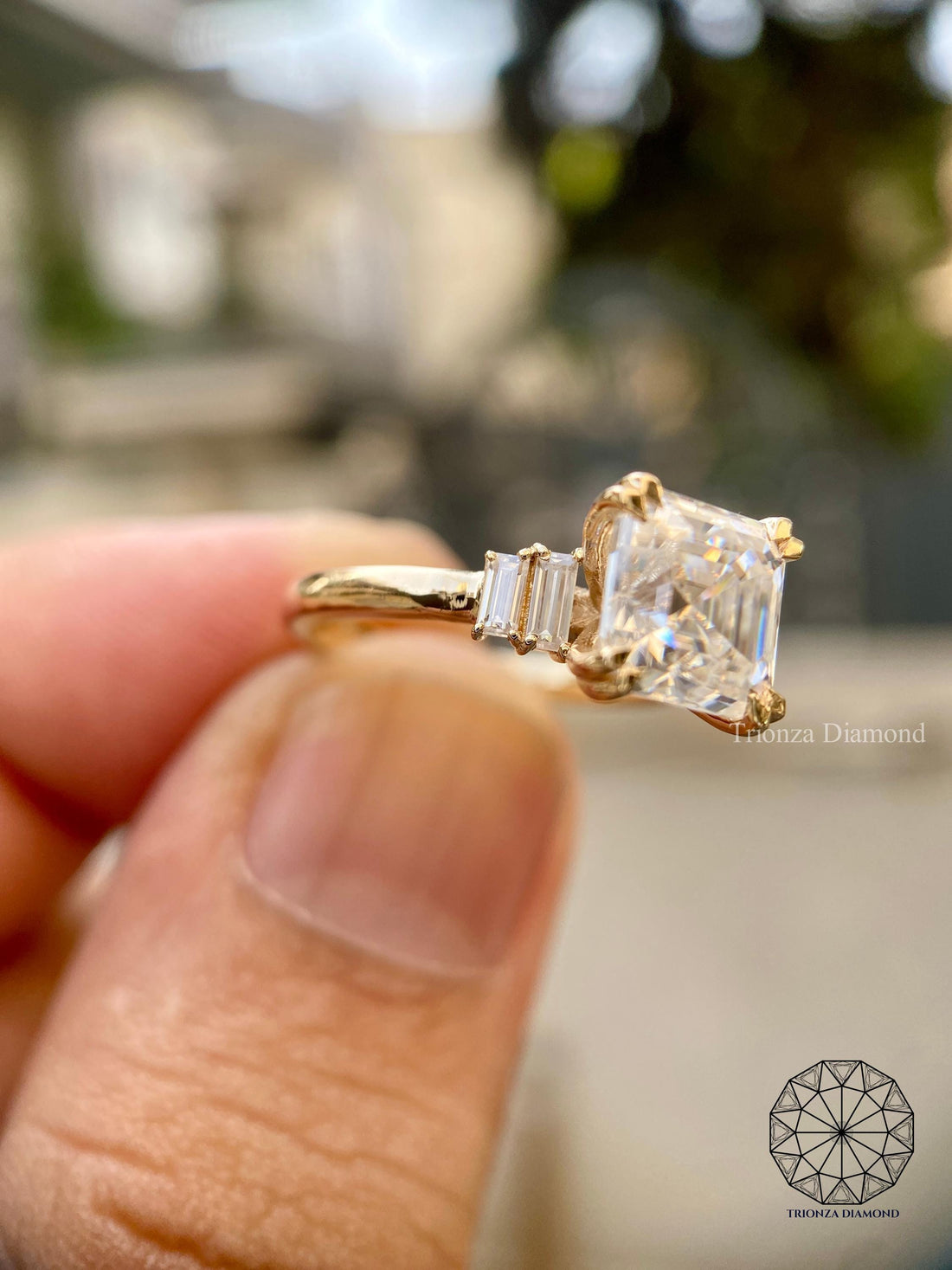 2 CT Asscher Lab Diamond Engagement Ring D/VVS2 IGI 14K Gold