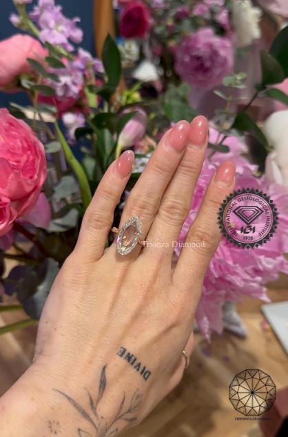 5.70 CT Moval Lab Grown Diamond Engagement Ring F/VS1 IGI Certified