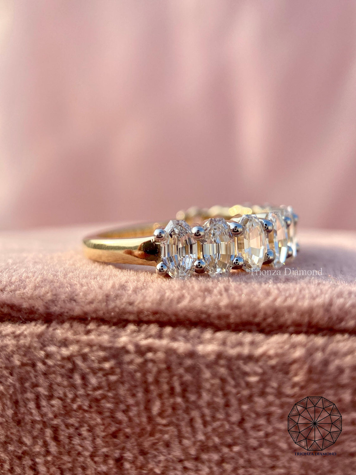 stackable oval diamond band