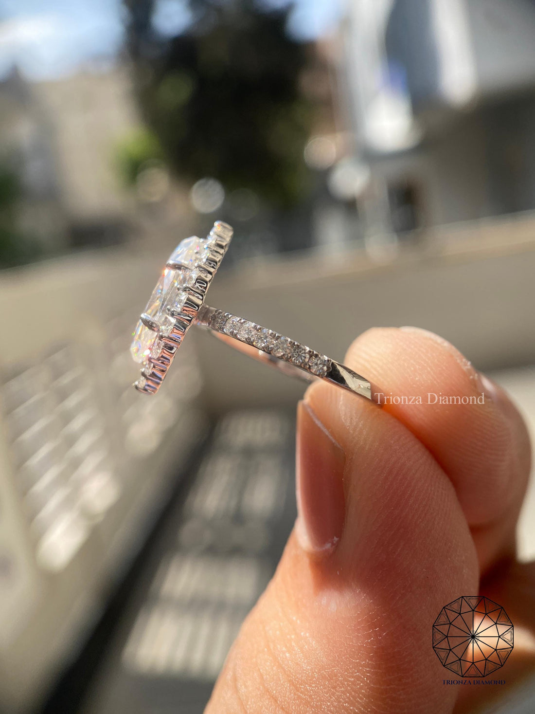 4.00 TCW Marquise Lab Diamond Halo 14k Gold Engagement Ring IGI Certified