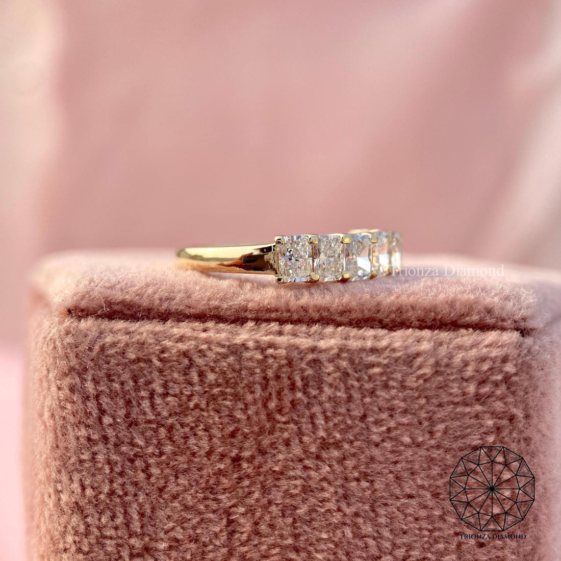 Lab Grown Radiant Diamond Eternity Band - 14K Yellow Gold