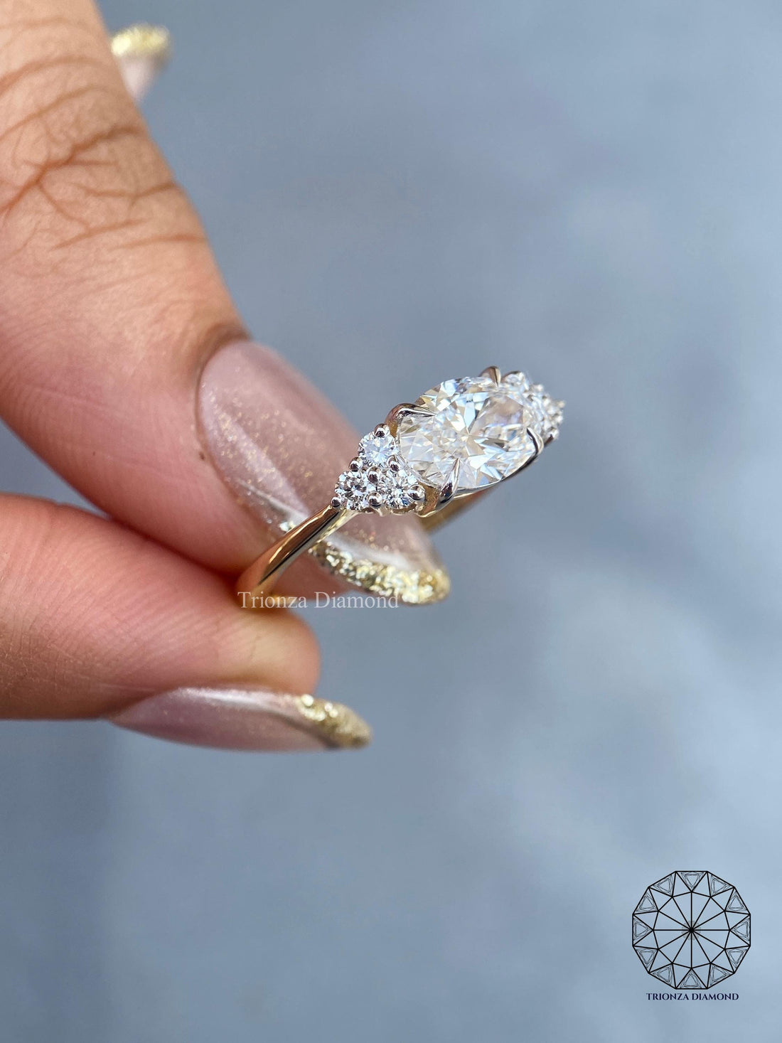 2 CT Oval East West Lab Diamond Ring | IGI Certified 14K Gold