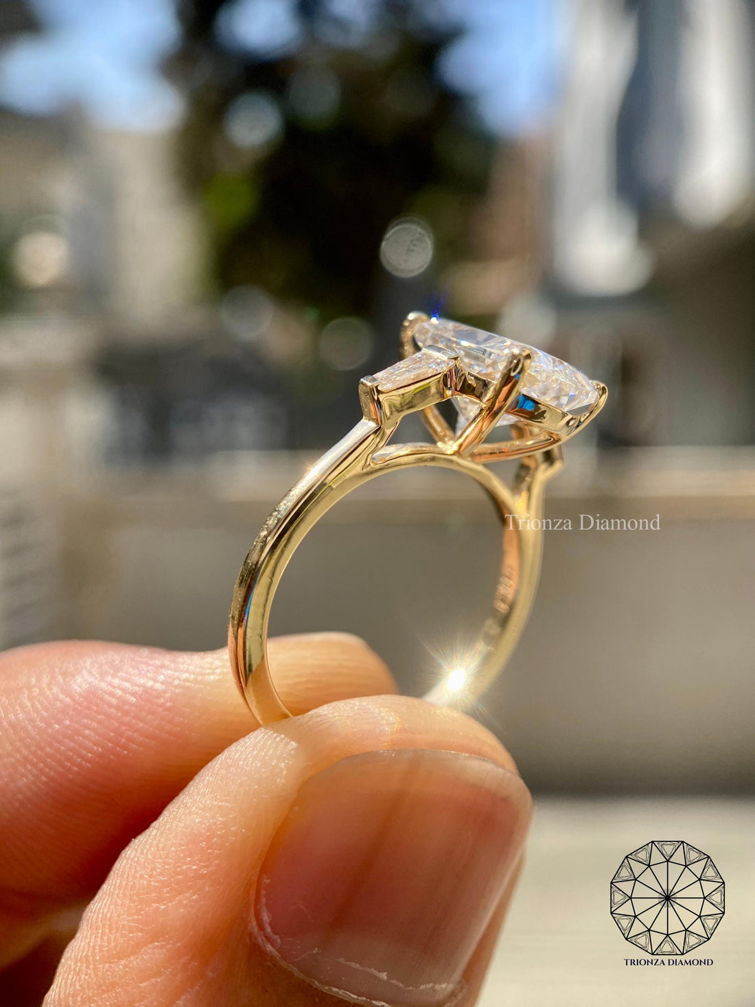 3 CT Elongated Cushion Lab Diamond Engagement Ring IGI 14K Gold