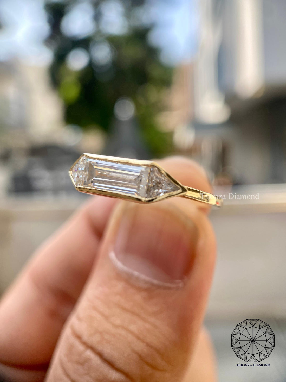 IGI Certified Lab Diamond East-West Baguette Engagement Ring 14K