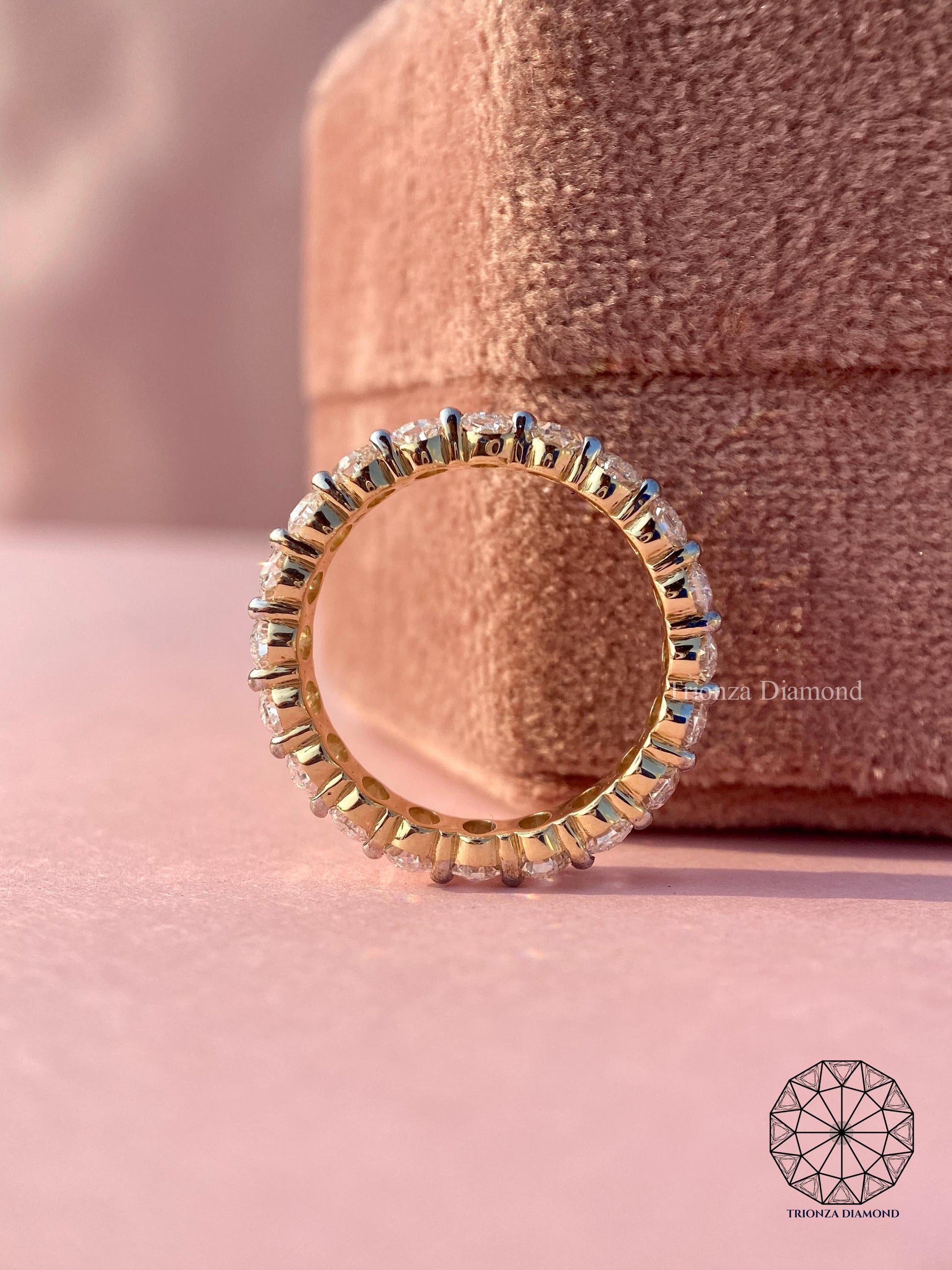 Step Cut Oval Lab Diamond Full Eternity Band Ring for Women