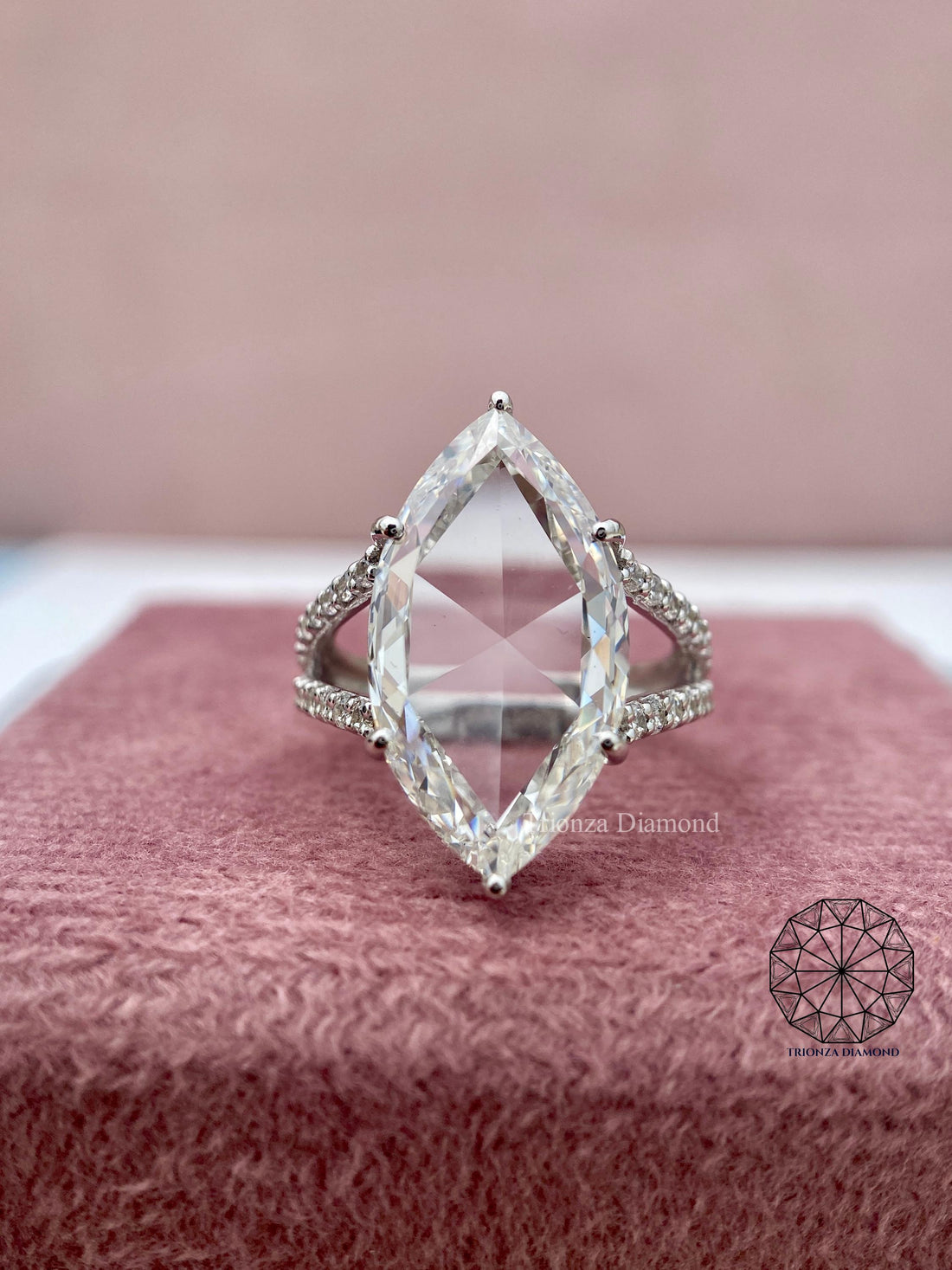 8.04 CT Marquise Rose Cut Lab Diamond Ring IGI Certified