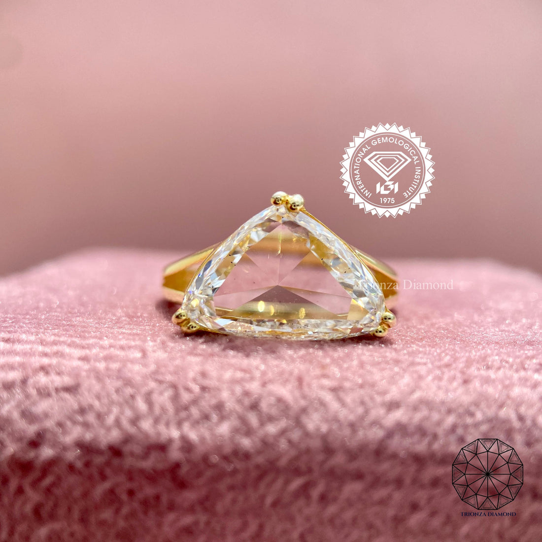 Trilliant Rose Cut Lab Diamond Ring 3.41 CT IGI Certified