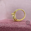 Unique diamond ring shown from above to reveal the marquise illusion shape
