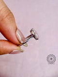 Rose cut diamond engagement ring displayed to show its unique faceted top surface