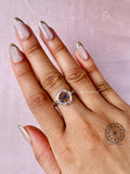 Side view of the rose cut diamond ring displaying its 10.72 x 10.66 x 2.40 MM measurements