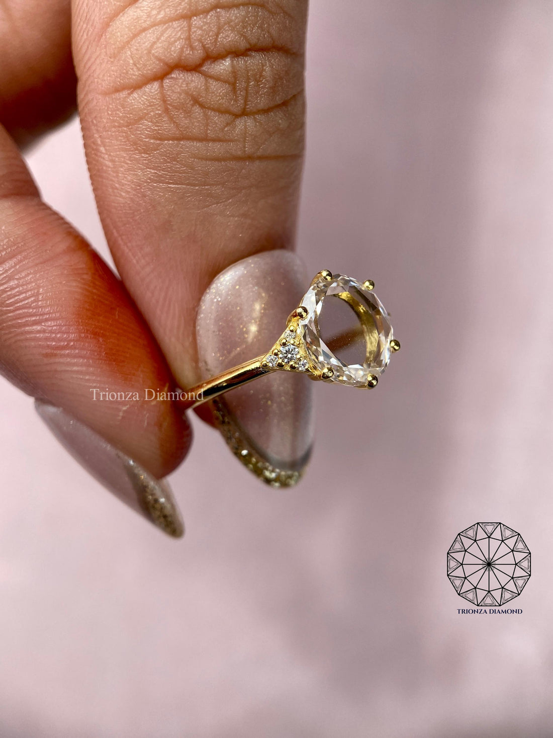 1.06 CT Lab Grown Rose Cut Diamond Engagement Ring IGI Certified