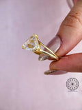 Triangle shaped lab diamond ring set in a modern geometric bridal design
