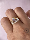 IGI certified lab grown diamond ring displayed to highlight its unique cut