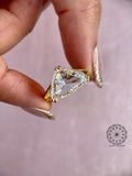 Trilliant rose cut lab diamond engagement ring with a bold triangle shape design