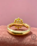 Emerald cut aquamarine style ring presented as an anniversary gift for her