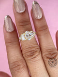 Top view of the oval cut diamond ring emphasizing its 1.28 carat white diamond brilliance