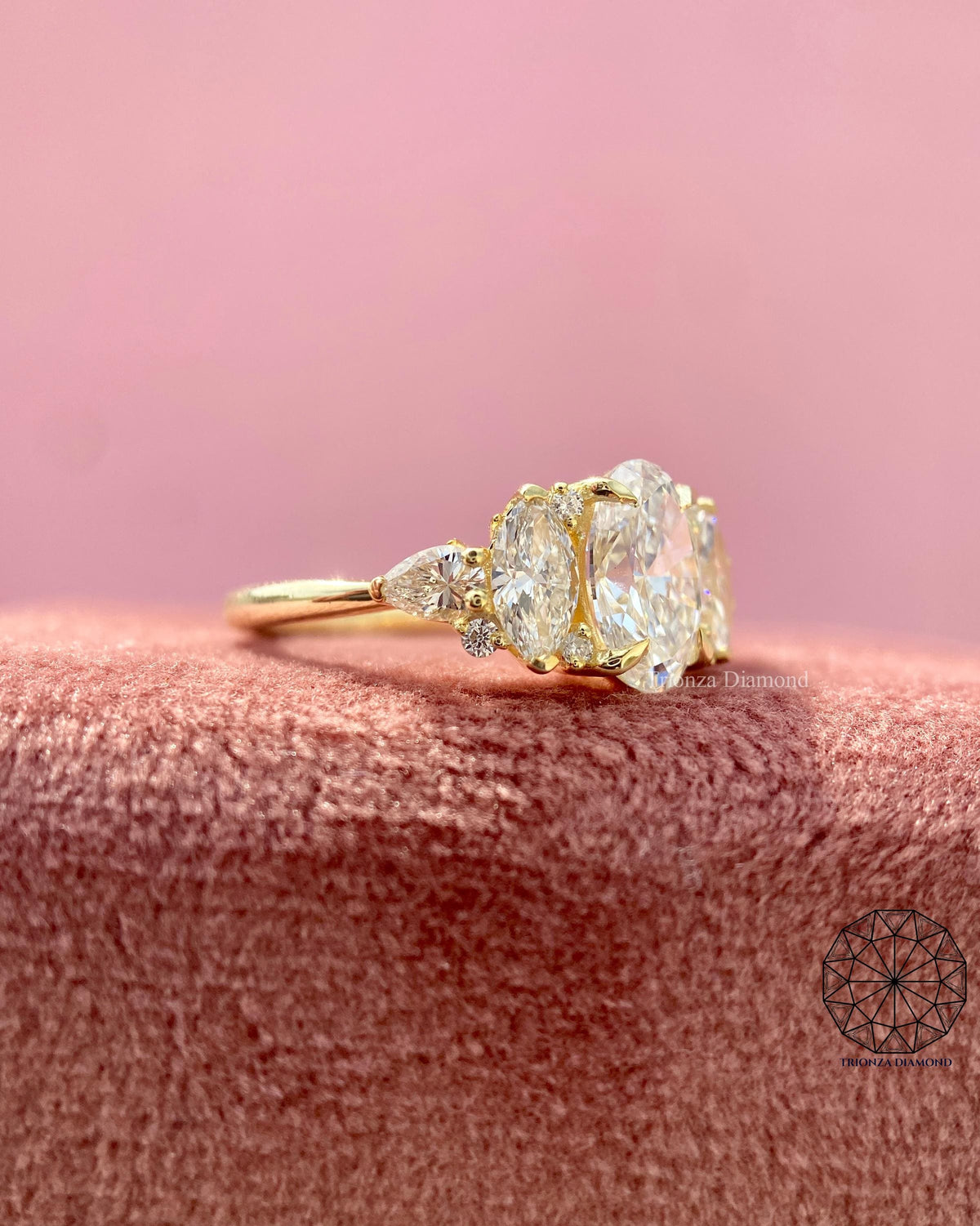 Handmade engagement ring showcasing IGI certified lab grown diamonds with excellent polish and symmetry