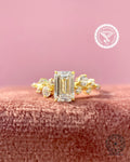 TrionzaDiamond engagement ring featuring an IGI certified emerald cut lab grown diamond