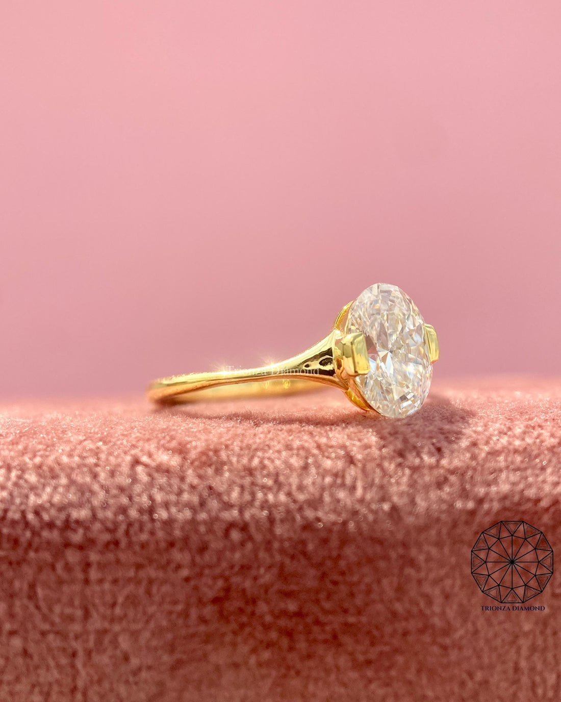 1.07 CT Oval Lab Diamond Engagement Ring 14K Yellow Gold