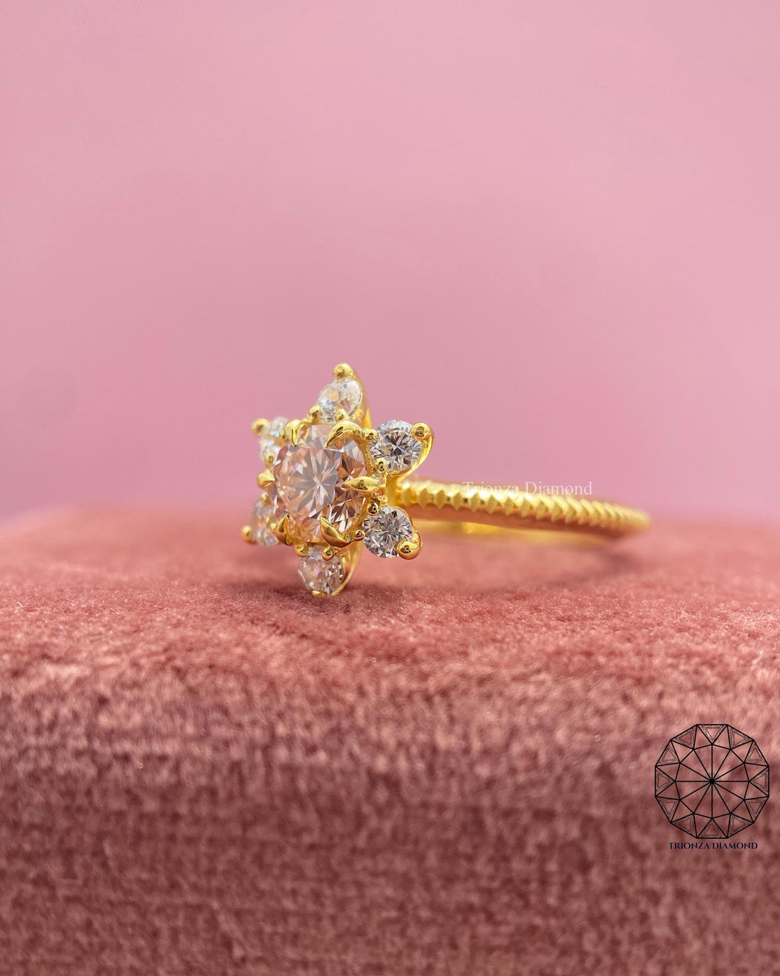 Pink Lab Diamond Snowflake Ring - Engagement, Wedding, Promise