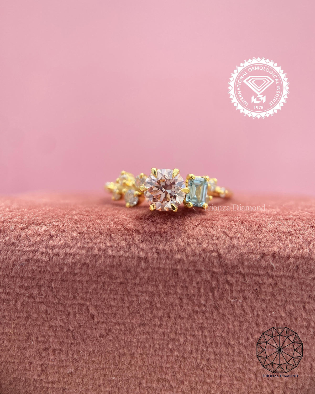 Dainty round lab grown diamond promise ring displayed to show its claw prong setting