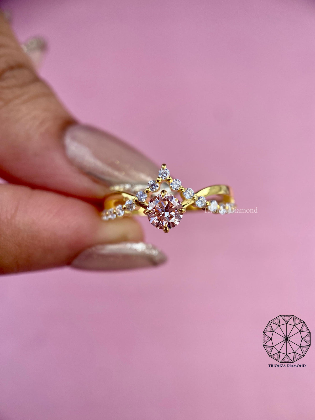 Handmade pink diamond ring crafted with care for an anniversary gift for her