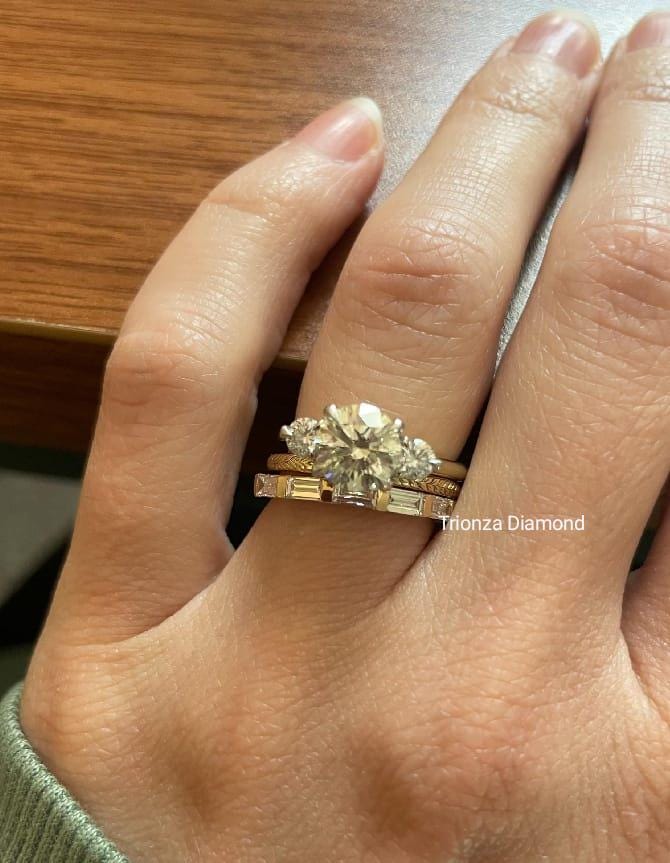 Lab Grown Baguette Diamond Half Eternity Wedding & Stackable Ring