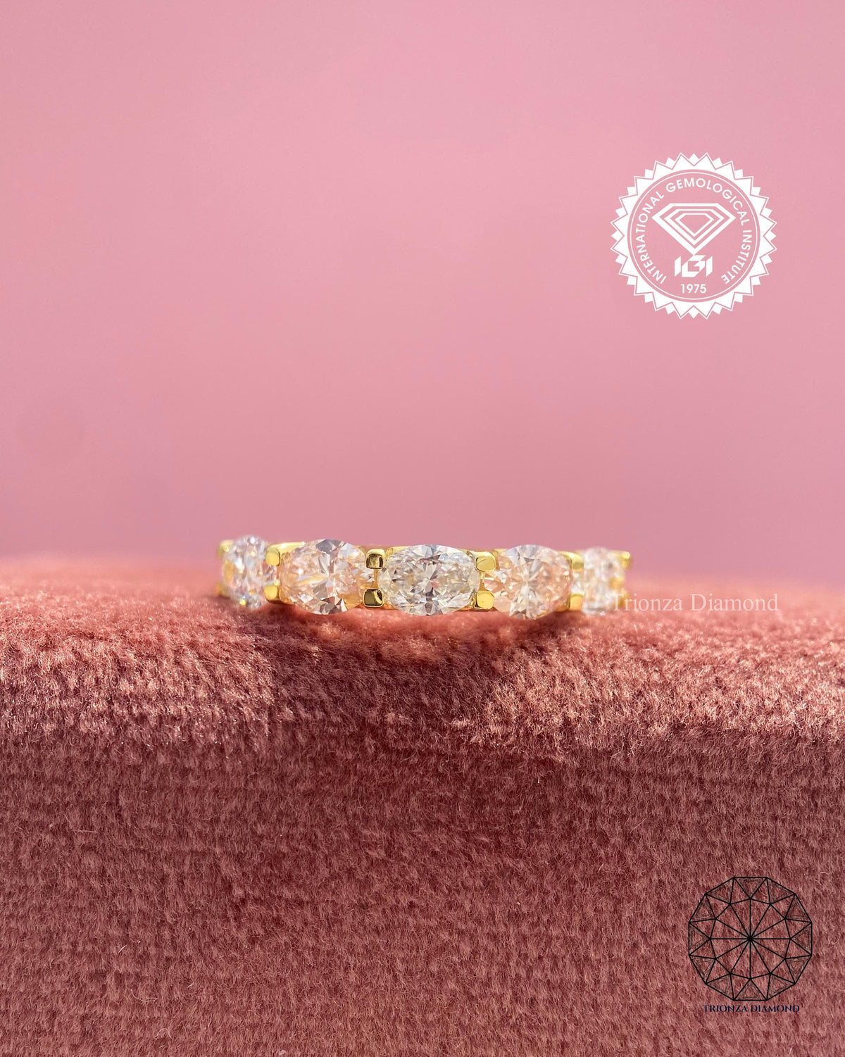 yellow gold prong set band