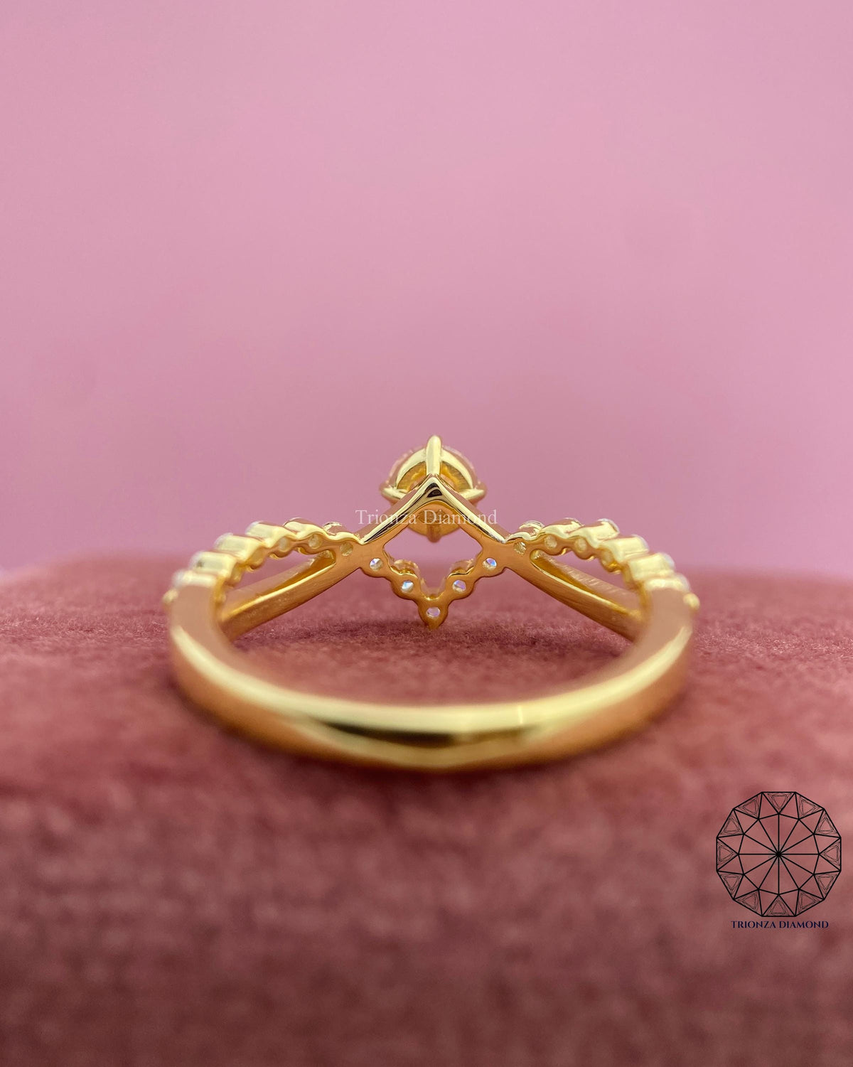 IGI certified lab grown pink diamond set in a handmade TrionzaDiamond creation