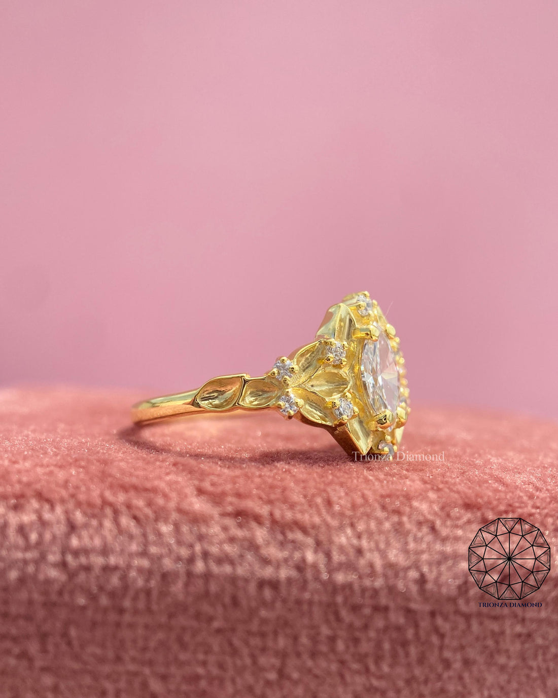 Vintage Marquise Lab Grown Diamond Engagement Ring IGI Certified