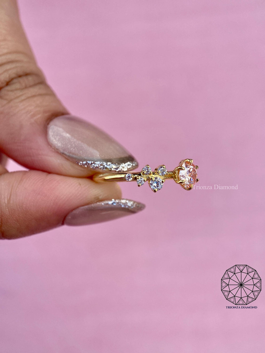 Dainty Pink Lab Grown Diamond Promise/Engagement Ring for Women