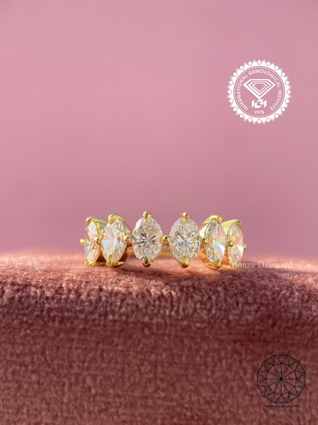 Oval diamond wedding band showcasing a half eternity design in 14k gold