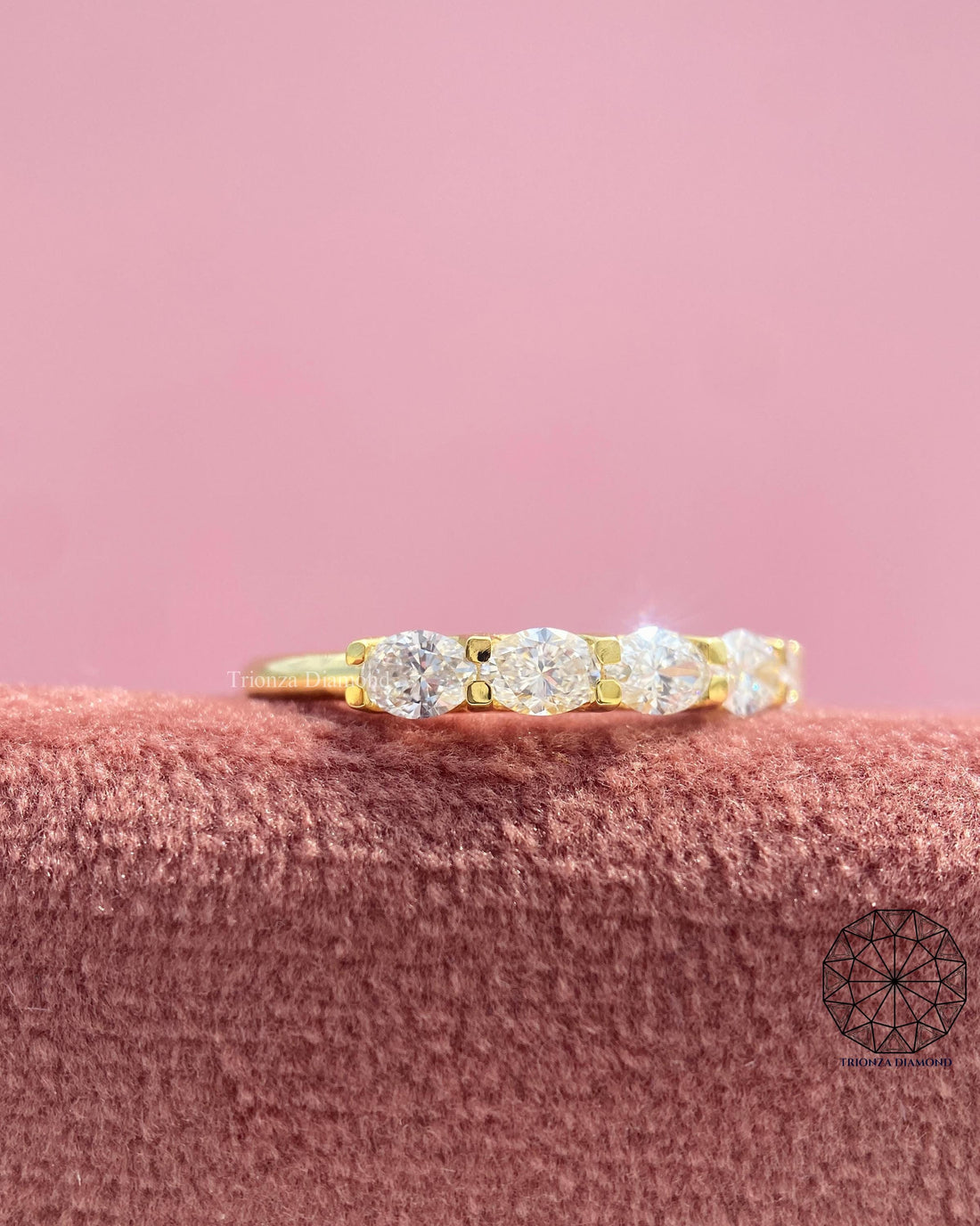 Oval Lab Grown Diamond East West Wedding Band | Stacking Ring