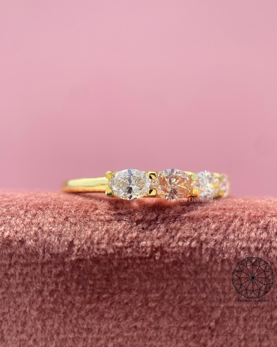 oval diamond half eternity band
