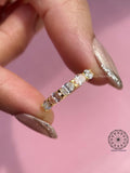 oval diamond half eternity band