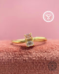 Close-up of the pink emerald cut diamond displaying excellent polish and symmetry