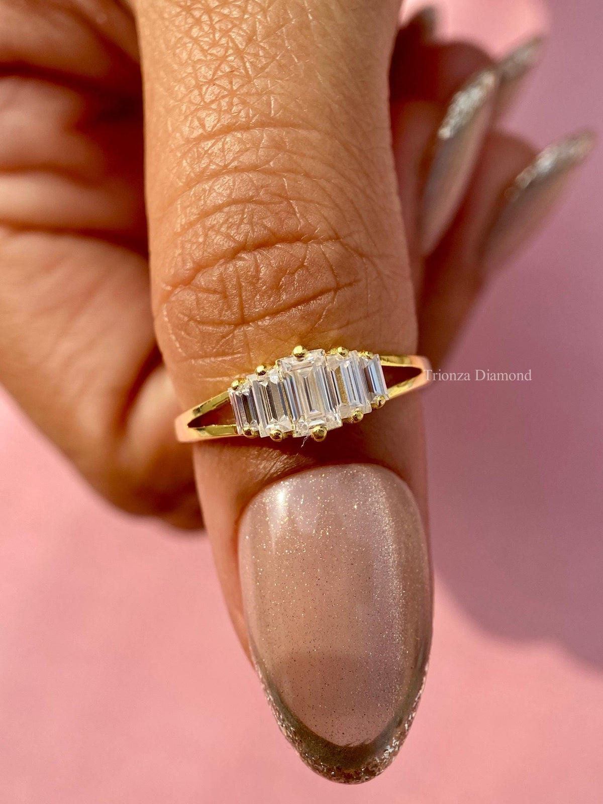 TrionzaDiamond wedding band crafted with E color VVS clarity lab grown diamonds