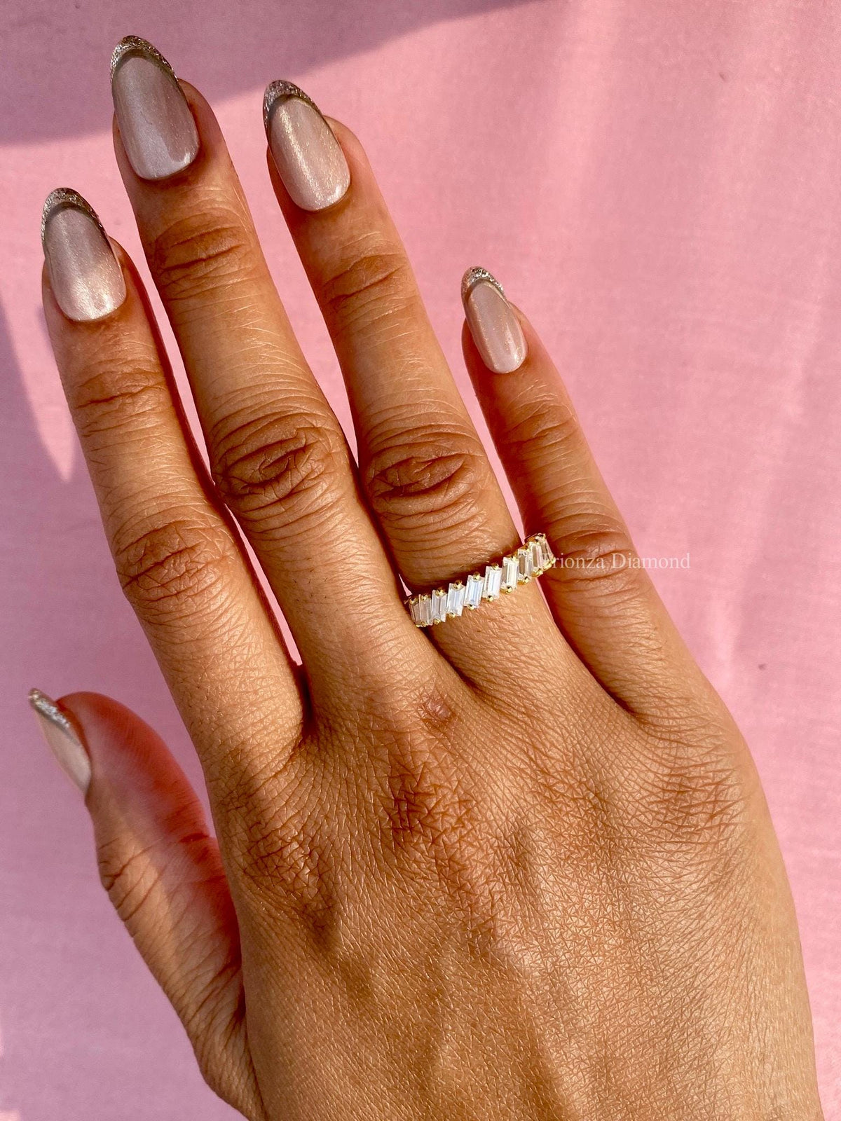 TrionzaDiamond half eternity ring designed for everyday stacking and anniversary wear