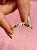 Baguette cut lab created diamond half eternity wedding band with bar set stones