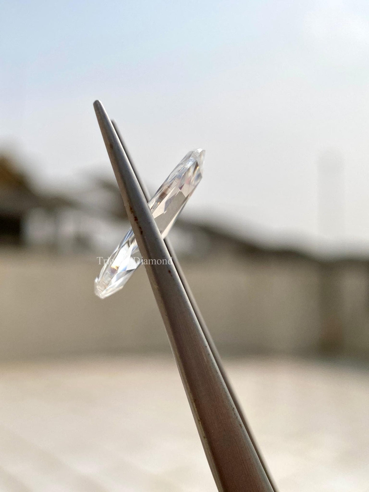 Loose oval rose cut diamond photographed against a light background to showcase its brilliance