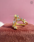 Close-up of the mixed shape bypass setting holding the 2.09 TCW marquise diamond securely