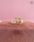 Trillion pear cut lab grown diamond ring with yellow gold swan motif design