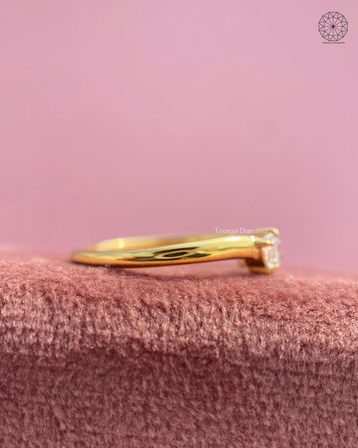 Minimal claw prong open cuff ring showcasing two round brilliant lab grown diamonds