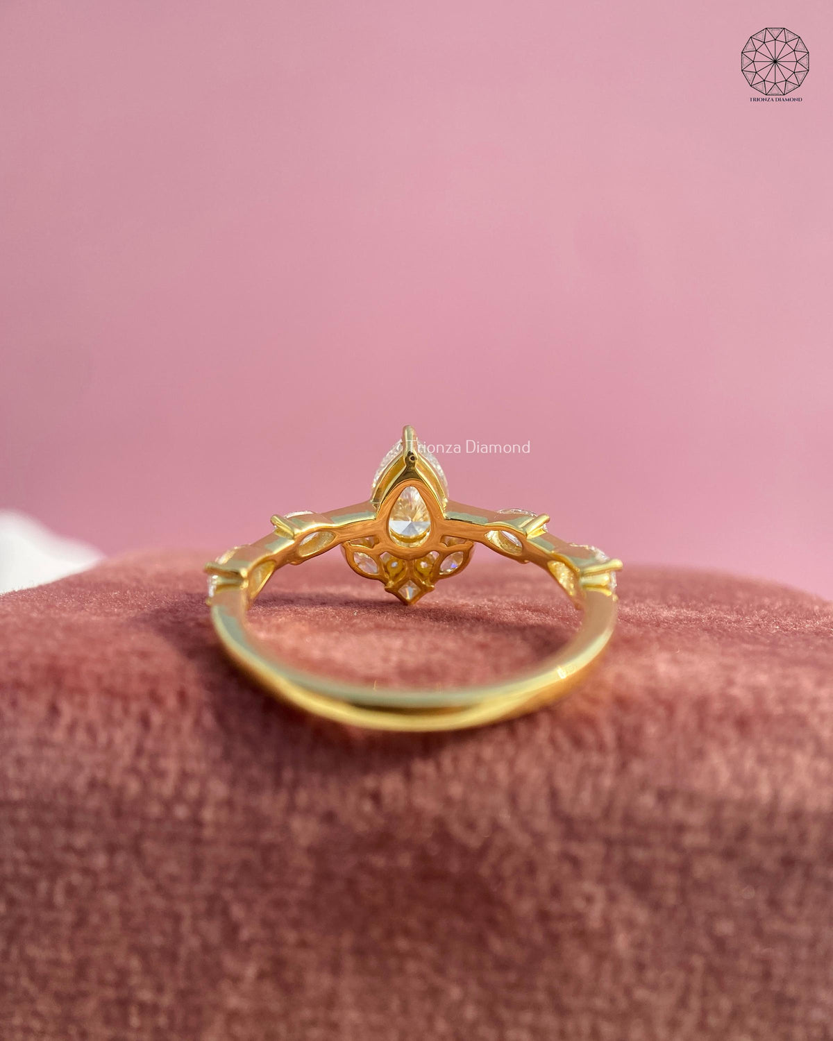 Handmade yellow gold ring designed as a thoughtful bridal jewelry gift for her