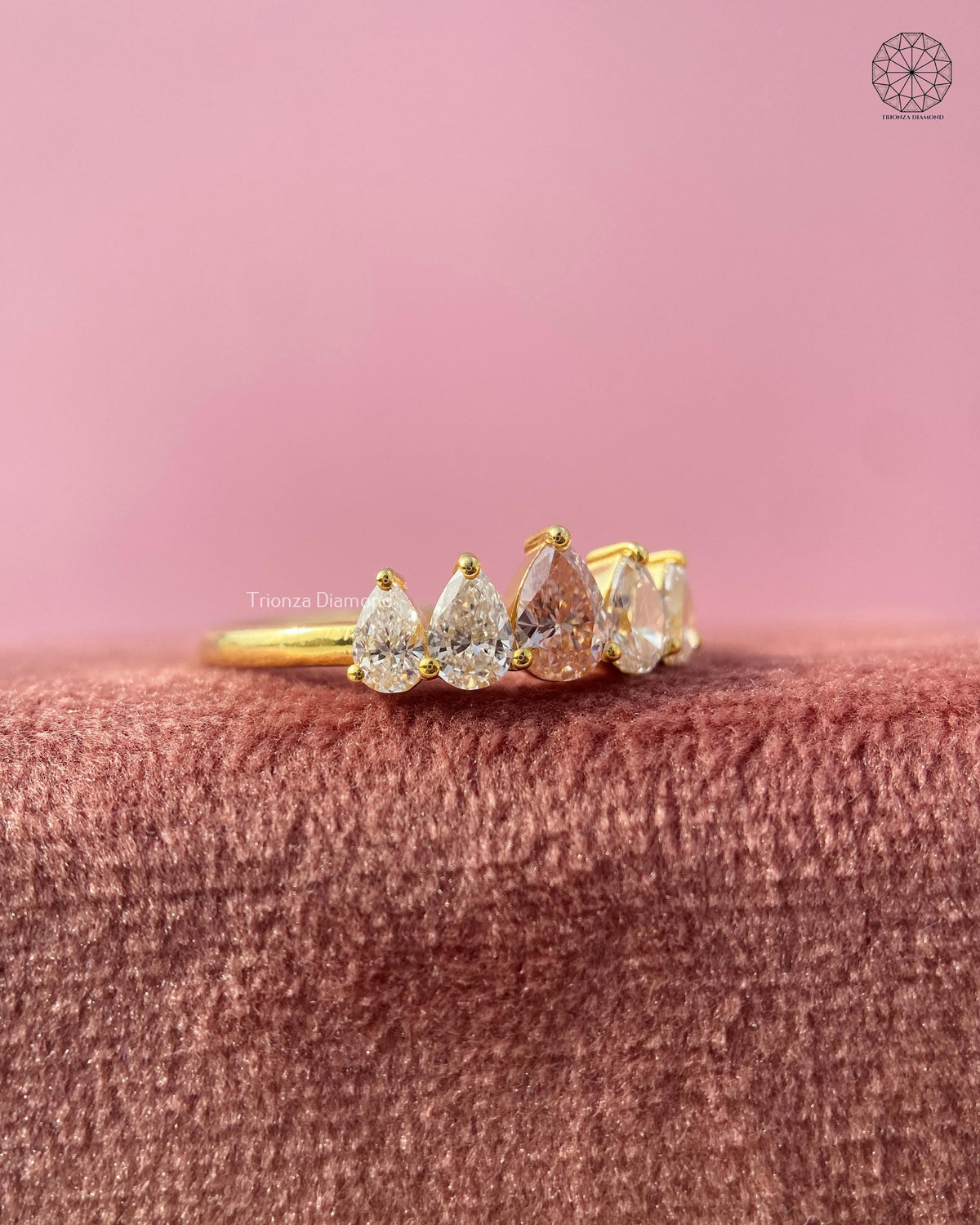 TrionzaDiamond wedding ring crafted with lab grown pear cut diamonds for lasting brilliance
