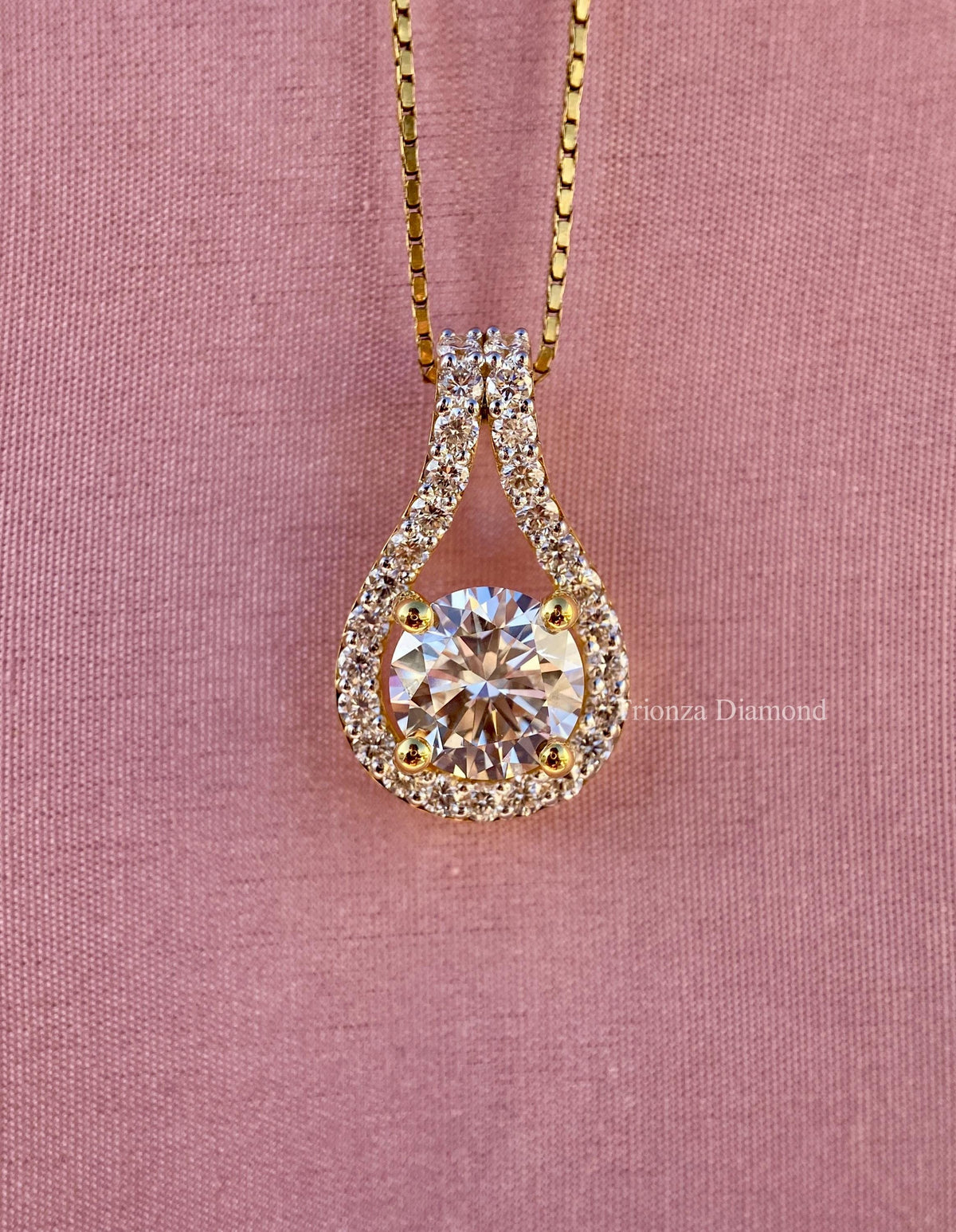 14K Gold Round Cut Lab Grown Diamond Pendant | Drop with Accent - image 5