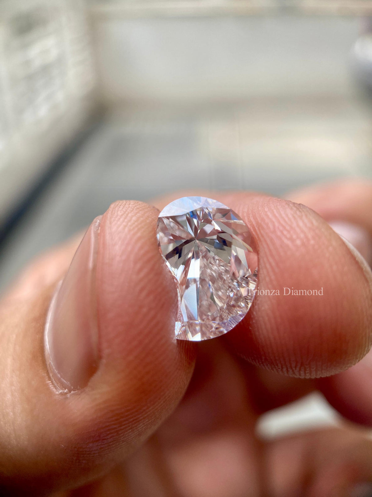 2.51 CT lab grown diamond photographed to reveal its sparkle and cut precision