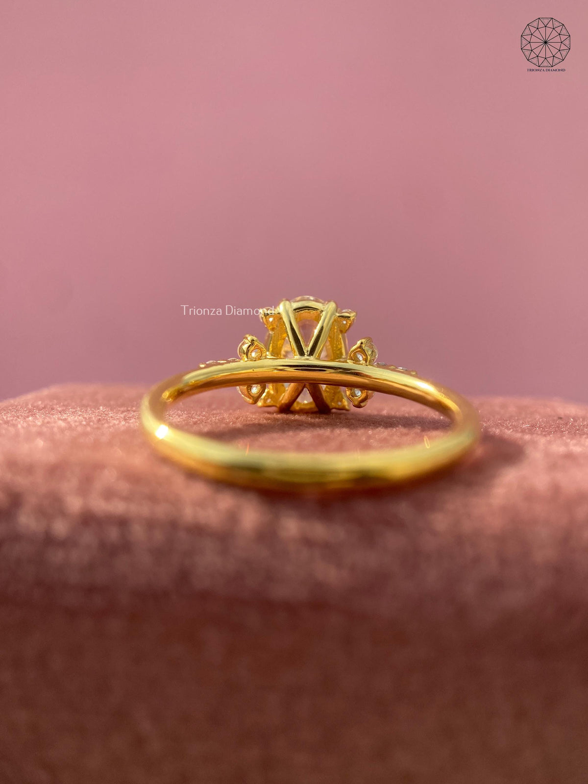 Yellow gold engagement ring designed with a modern romantic floral cluster setting